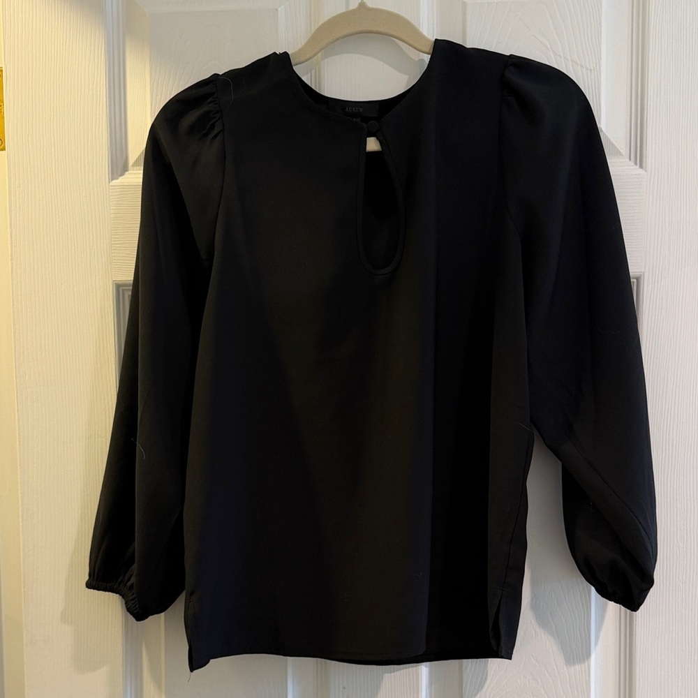 J. Crew Black Blouse with Keyhole Detail